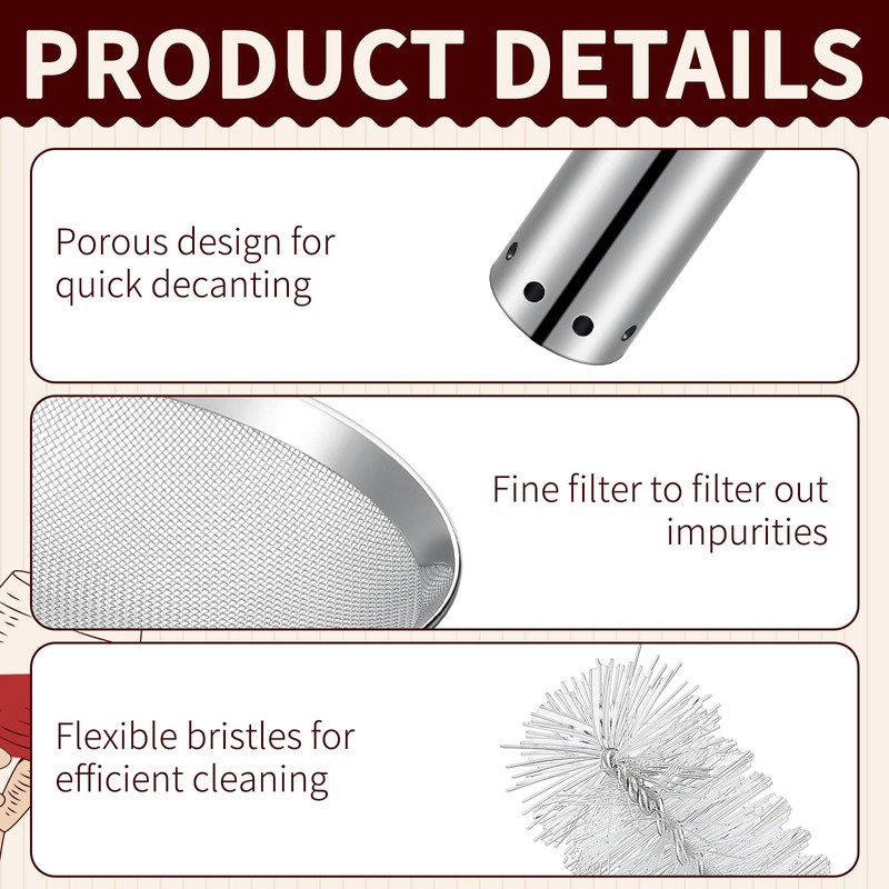 Potchen 4 Pcs Wine Aerator Shower Funnel with Mesh Sediment