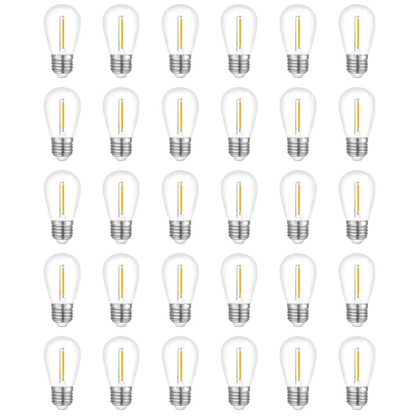 Visther 30-Pack LED Outdoor String Light Bulbs, Waterproof S14 Replacement