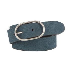 Lucky Brand Women's Leather Bold Fashion Statement Belts, Suede Center Bar-Chambray Blue, Medium