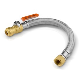 1 Pack Foskan 18" Flexible Water Heater Connector Hose,With 3/4" Push fit Ball Valve x 3/4" FIP,Push-to-Connect for Copper, PEX, and CPVC Pipes（18" Length）
