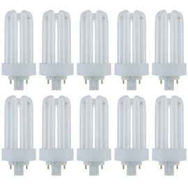 Sunlite PLT18/E/SP27K/10PK 2700K Warm White Fluorescent 18W PLD Triple U-Shaped Twin Tube CFL Bulbs with 4-Pin GX24Q-2 Base (10 Pack)
