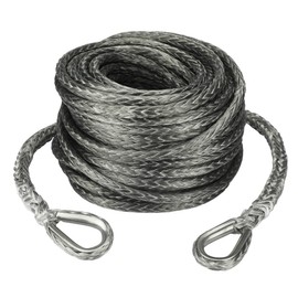 Ucreative 3/8 Inch x 92 Feet Synthetic Winch Extension Rope 26,500 Lbs for Off Road Vehicle Gray