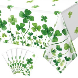 6Pcs St Patricks Day Party Tablecloths Decorations,Plastic Irish Green Shamrock Lucky Clover Disposable Table Cover for Spring Tea Party Festival Wedding Holiday Birthday St. Patrick's Day Party Decor