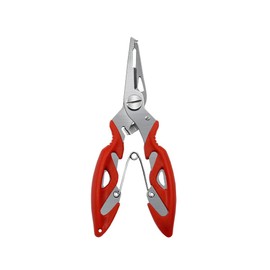 Fishing Pliers Fishing Hook Remover Tool Stainless Steel Fishing Pliers Multifunctional Split Ring Pliers with Bag for Fishing Hunting Hiking Red
