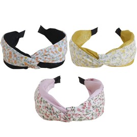 Headbands for Women, Alice Bands, Mixed Printed Fabric Hair Band, Adult Women, Hair Bands, Fashion Headbands, Knot Hair Accessories (hairband_3JapenBigFlower2)
