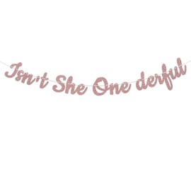 Isn't She Onederful Banner, Girl's 1st Birthday Decorations, Miss Onederful Decorations, 1st Birthday Party Decoration Supplies Rose Gold Glitter