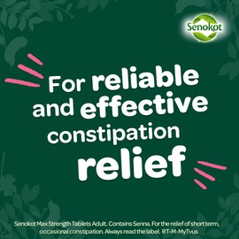 Senokot Strength Max Tablets Adults, Senna Fruit, 10 Count, Constipation Relief for Adults, Dual Action Laxative, Double Action Constipation Relief, Effective Overnight