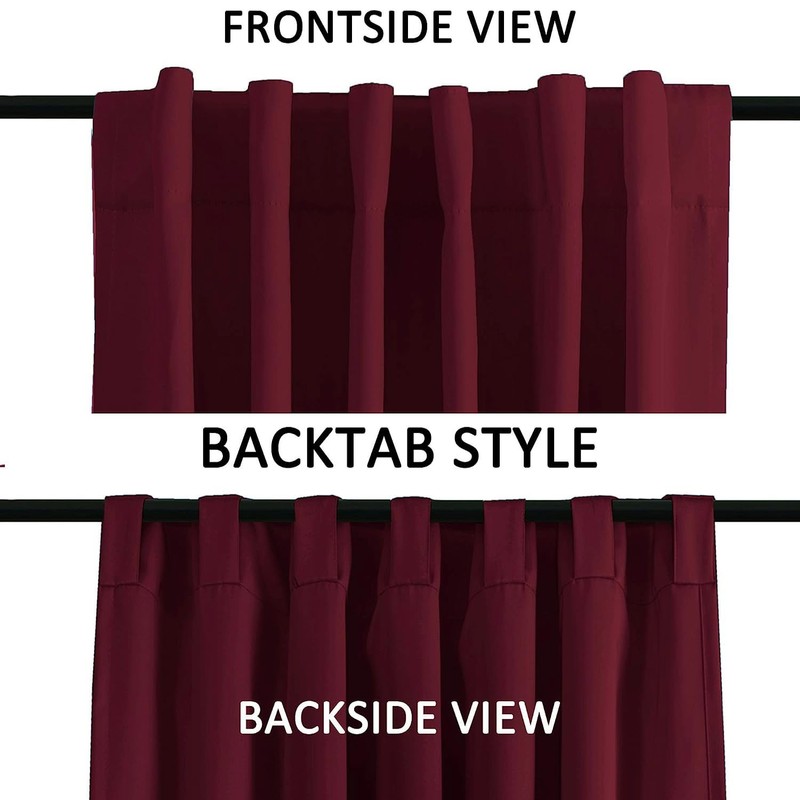 Turquoize Burgundy Blackout Curtains Solid Rod Pocket and Back Tab