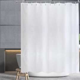 YISURE Shower Curtain 180 x 220 cm Long White Shower Curtains Bath Textile Anti-Mould Machine Washable with Metal Eyelets Width 180 x Height 220 cm