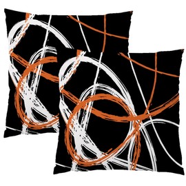 EZVING 16x16 Pillow Covers Set of 2 Abstract Orange Stripes Gray Black White Throw Pillow Covers Modern Decorative Pillow Cases Home Decor Square 16 x 16 Inches Pillowcases