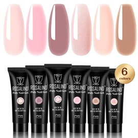 ROSALIND 6 PCS Poly Nail Gel, 0.34oz/10ml Soft Pink Polyester Extension Gel, Quick Nail Extensions, Builder Nail Strengthener (for Beginners & Professional Salons) Home DIY Design