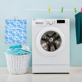 Epunk Durable Canvas Peg Bag with Floral Design - 33x30cm Hanging Laundry Organizer with Hook & Pockets for Washing Line Accessories (Colorful Patterns) (Flower C)