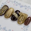 Gold Tweed Handmade Nail Tips - Oval L / 골드