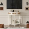 Wnutrees Rattan Half Moon Console Table, Modern Entryway Table with