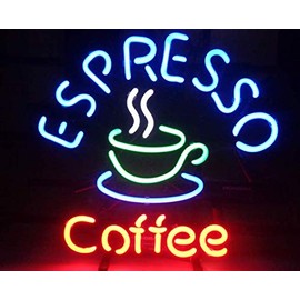 ESPRESSO Coffee Metal Frame Neon Sign 17''x13'' Real Glass Neon Sign Light for Beer Bar Pub Garage Room …