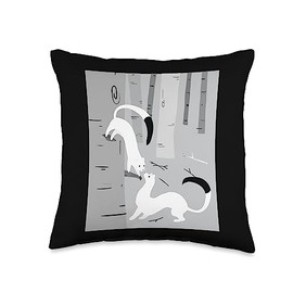 Winter Stoat Mustela erminea Stoat Ermine Weasel Throw Pillow, 16x16, Multicolor