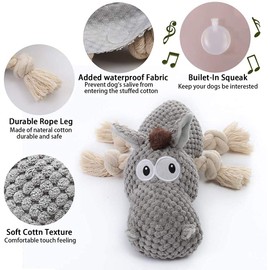 Sedioso Dog Toy, Tug of War Plush Dog Toy, Cute Squeaky Dog Toy with Crinkle Paper, Stuffed Dog Chew Toy for Large Breeds, Puppies, Small, Medium, Large Dogs