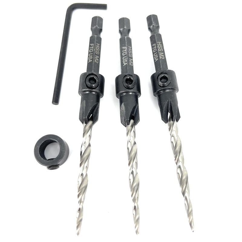 FTG USA Countersink Drill Bit Set for Wood with Tapered