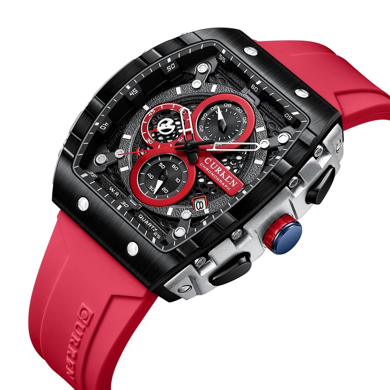 PASOY Luxury Chronograph Watches for Mens Rubber Strap Black Waterproof