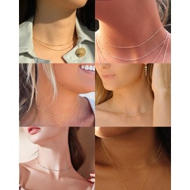 CERSLIMO Necklace Silver 925 Gold Rose Gold, Sterling Silver Choker Chain Women's Pearl Necklace without Pendant for Women Girls, Silver