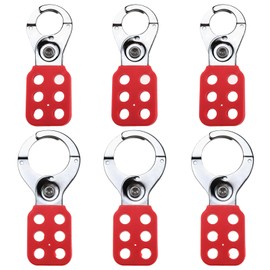 RealPlus Lockout Tagout Hasp, Steel Lock Out Tag Out Hasp, 1" and 1.5" Jaw Nylon Handle (Pack of 6)