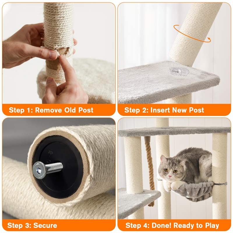 4 Pack Cat Scratching Post Replacement, 11.8 x 2.7 Inch
