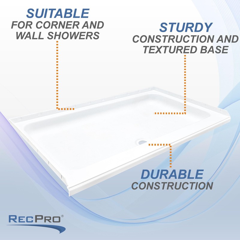 RecPro RV 40" x 24" White Shower Pan | Camper
