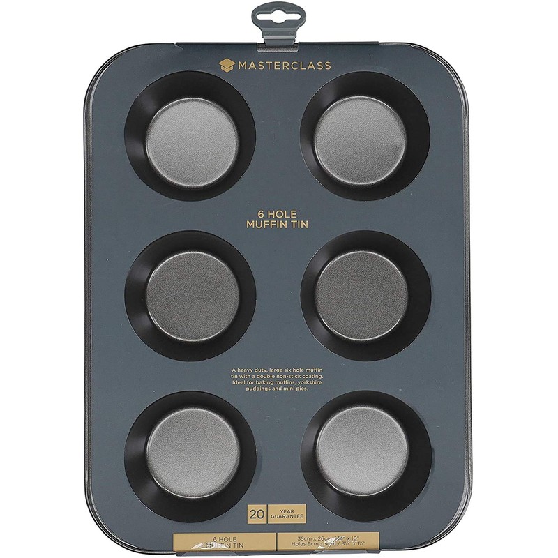 MasterClass Deep Muffin Tray/Yorkshire Pudding Tin, 6 Hole Non Stick