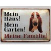 Tin Sign with Dog My Family Bassett Design 30 x