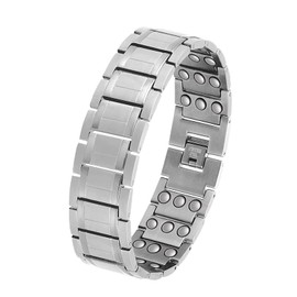 HyyMe 3X UItra Strength Magnetic Braceler for Men, Titanium Steel Bracelet Adjustable Wrist Strap, Lymphatic Drainage Bracelet with Removal Tool and Gift Box. (silvery)