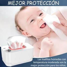 Calentador de Toallitas Humedas Portatil, Calienta Toallitas Humedas con Luz Nocturna, Calentador Toallitas Humedas con Ajuste de Temperatura, Gran Capacidad, Muy Adecuado para Viajes Familiares. (Blanco)