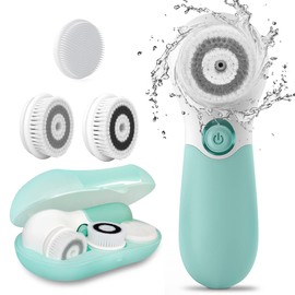 Cepillo de limpieza facial eléctrico exfoliante facial con 3 cabezales limpiadores y 2 velocidades ajustables para limpieza profunda, eliminación de puntos negros, masaje facial