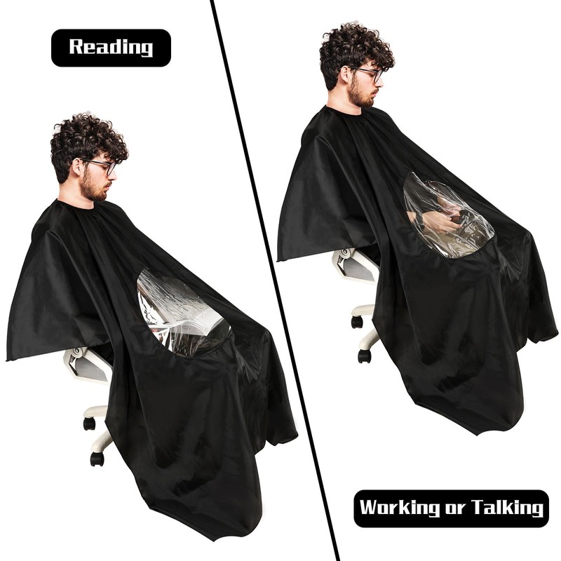 FEBSNOW Black Barber Cape with See Through Window and Neck