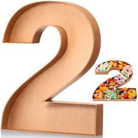 Mifoci 13.7" Cardboard Number for Charcuterie Photo Booth Props Birthday Party New Year Anniversary Fillable Paper Mache Cupcake Chocolate Candy Christmas Graduation Decorative Gifts(Number 2,Brown)