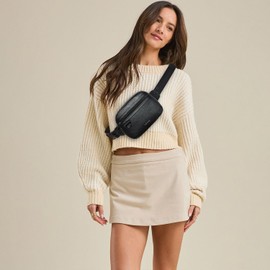 LATMAP 3L Bumbags for Ladies, Fanny Pack for Women 4-Zipper Waist Bag Women PU Leather Fashion Dog Walking Bags Waterproof Cross Body Sling Bag for Travel, Sport