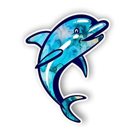 Magnet Multi-Colored Dolphin Cyan Dream Magnetic vinyl bumper sticker sticks to any metal fridge, car, signs 5"