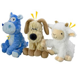 MeetYooo 3 PCS Squeaky Stuffed Dog Toys | Plush Dog, Sheep, Hippo Shape Toy | Indoor&Outdoor Playing Toys for Large Medium Small Puppies, Durable Crinkle Toys for Gentle Chewers