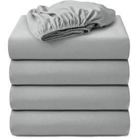 4 Pack Fitted Hospital Bed Sheets with Elastic All Around for a Double Brushed Ultra Soft Breathable 100% Microfiber Sheets, 36” x 84” x 12”