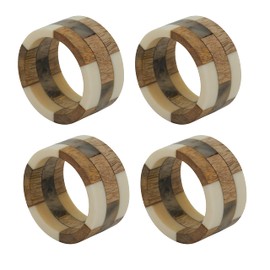 Wood Segments Napkin Rings (Set of 4)