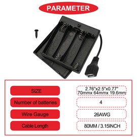 MKBKLLJY 5 Pcs 4 AA Battery Holder, USB Female Socket, 4 x 1.5V AA Battery Box Holder with Cover (Batteries are not Included), ON/Off Switch, Screw,for Arduino RC LED Strip