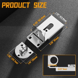 Slidng Door Lock, 90 Degree Door Hasp Latch Lock, Stainless Steel Security Right Angle Padlock with Screws for Push/Sliding/Barn Doors (1PC, Silver, Large)