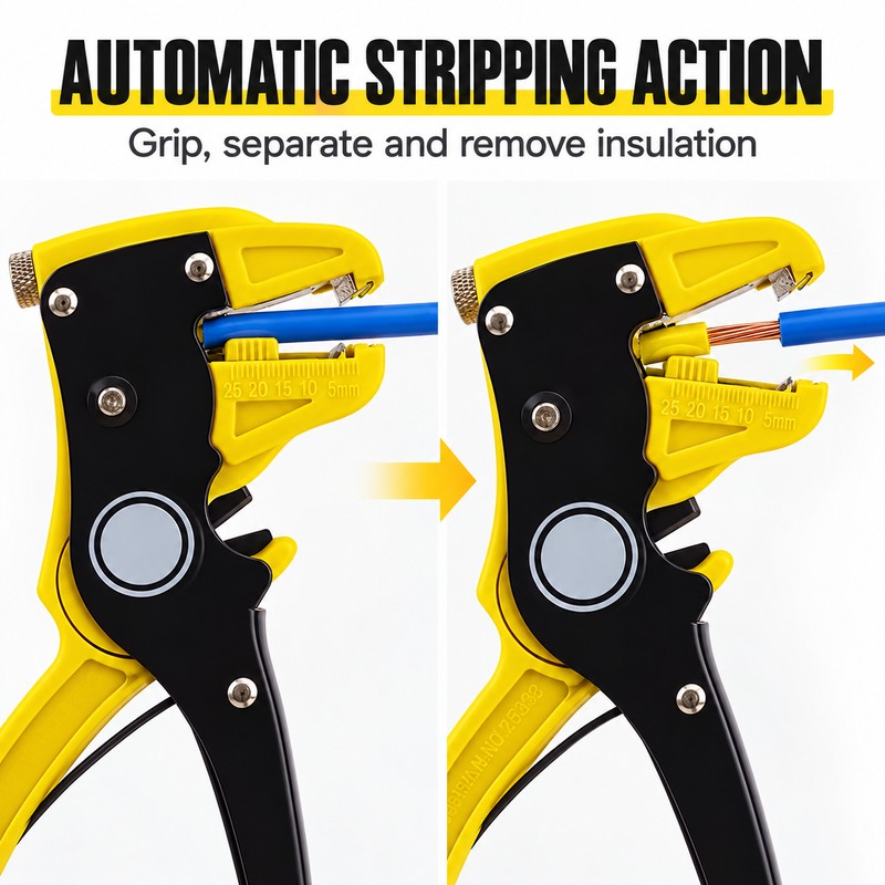 Bomurph 6.7-Inch Automatic Wire Stripper and Cutter, Adjustable 0.5-6mm Cable