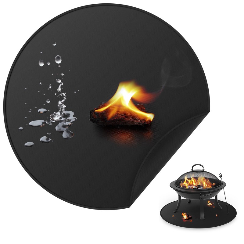 24inch Fire Pit Mat, Round Under Grill Blanket for Outdoor