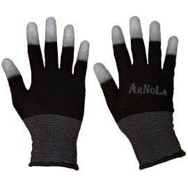 ARNOLA 2 Pairs Black Anti Static Gloves Top Fit Fingertip 13G Carbon Fibers PU Coated ESD Safety Work Gloves (2, Large)