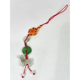 Unbranded Hand Carved Natural Jade Chinese Zodiac Dog Pendant CellPhone Car Hanging Charm