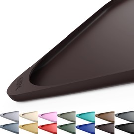 Smilool Silicone Pet Food Mat with Raised Edge for Food and Water Bowl, Dog Feeding Mats, Cat Food Trays for Floor Waterproof, Rubber Tray for Dogs and Cats, 24 x 16 x 0.8 Dark Brown