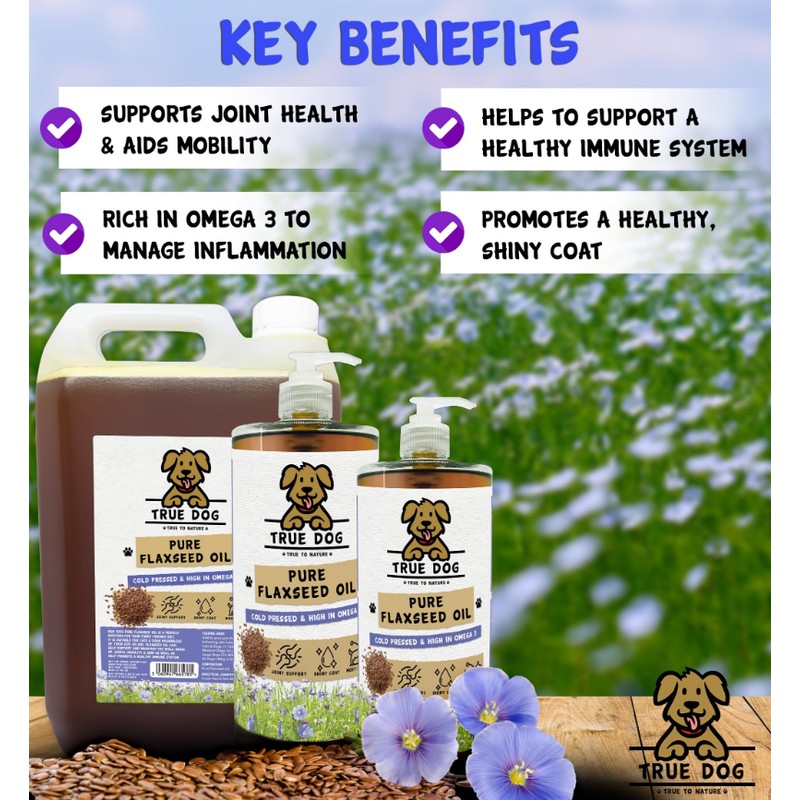 True Dog Flaxseed Oil for Dogs 500ml | Natural Omega