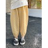 BINIDUCKLING Summer Loose Gingham Girls Pants Size 6-7 Yellow