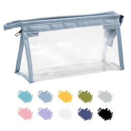 Soul Projekt Duck Egg Blue Clear Pencil Case, Makeup Travel Bag, Portable PVC Pouch Organizer for Students, Exam, Office, Art, School Supplies Stocking Filler Kids, Girls Gifts, Cosmetic Toiletry Bag