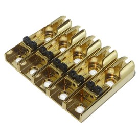 Set of six Individual Bass guitar bridge pieces in gold - Black Dog Music